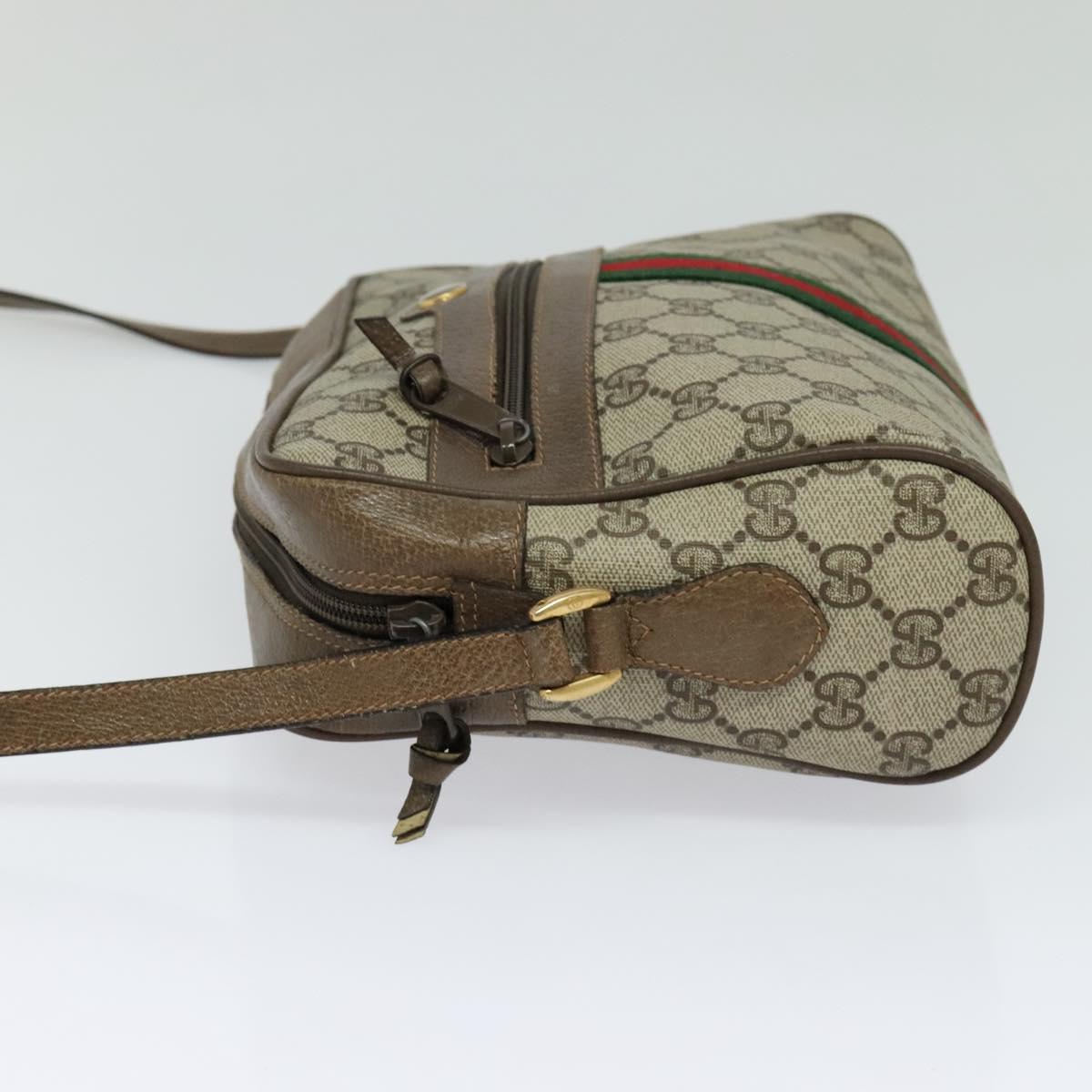 GUCCI GG Supreme Web Sherry Line Shoulder Bag PVC Beige 56 02 005 Auth 116354