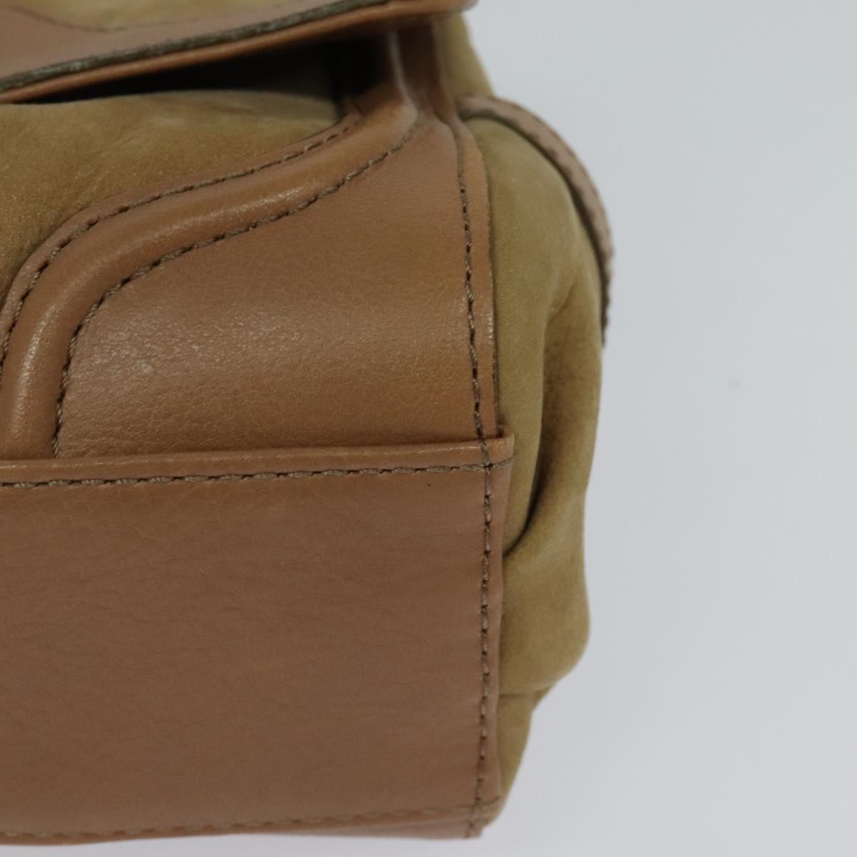 BURBERRY Blue Label Hand Bag Suede Leather 2way Beige Auth 116361