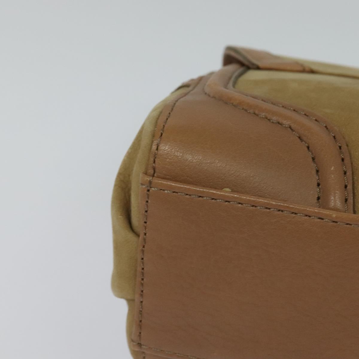 BURBERRY Blue Label Hand Bag Suede Leather 2way Beige Auth 116361