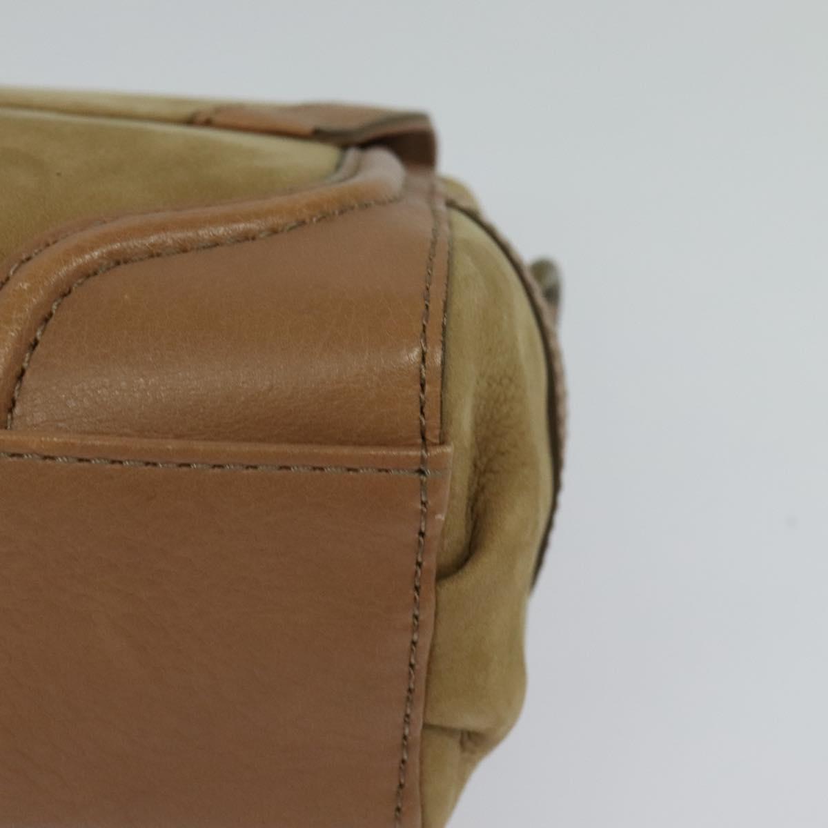 BURBERRY Blue Label Hand Bag Suede Leather 2way Beige Auth 116361