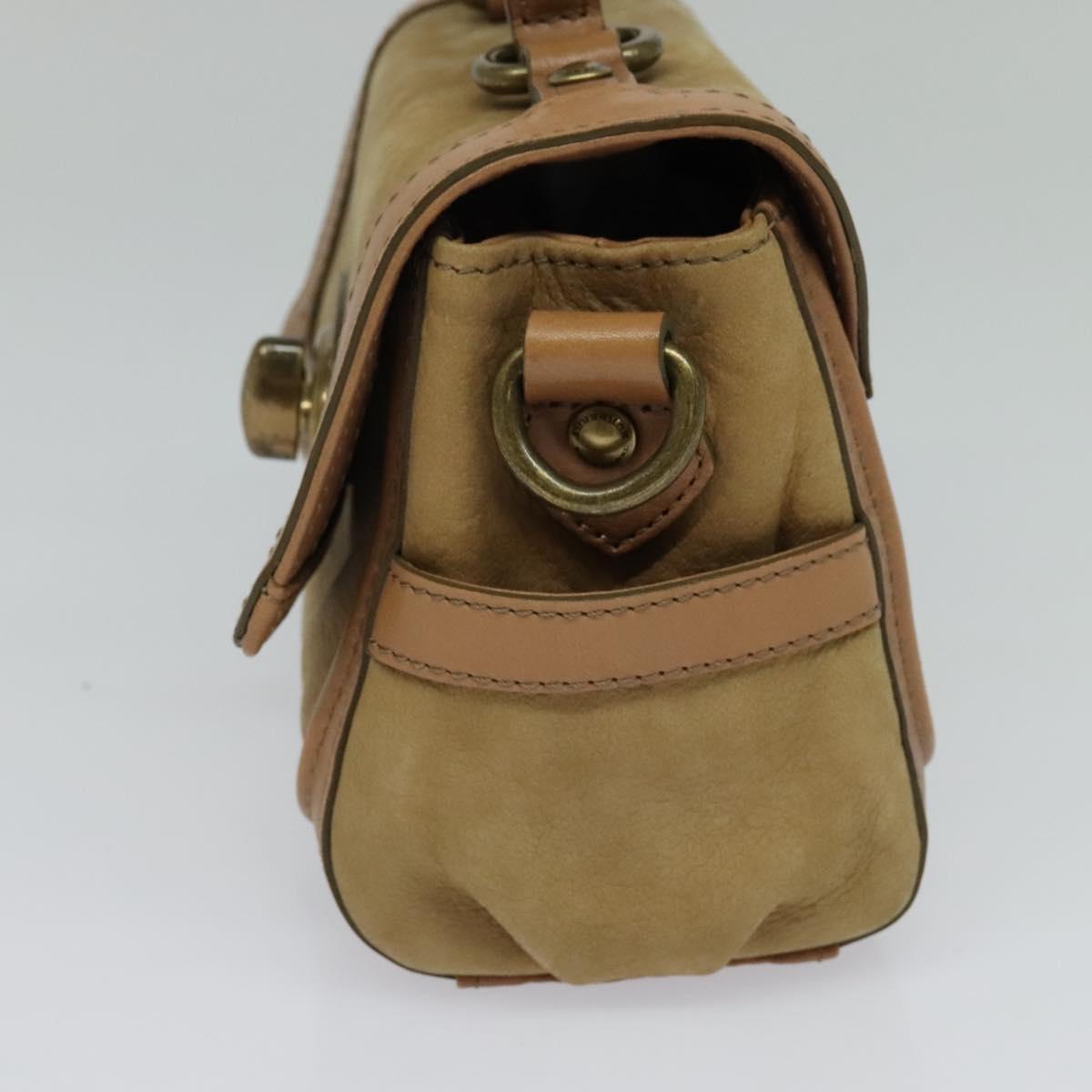 BURBERRY Blue Label Hand Bag Suede Leather 2way Beige Auth 116361