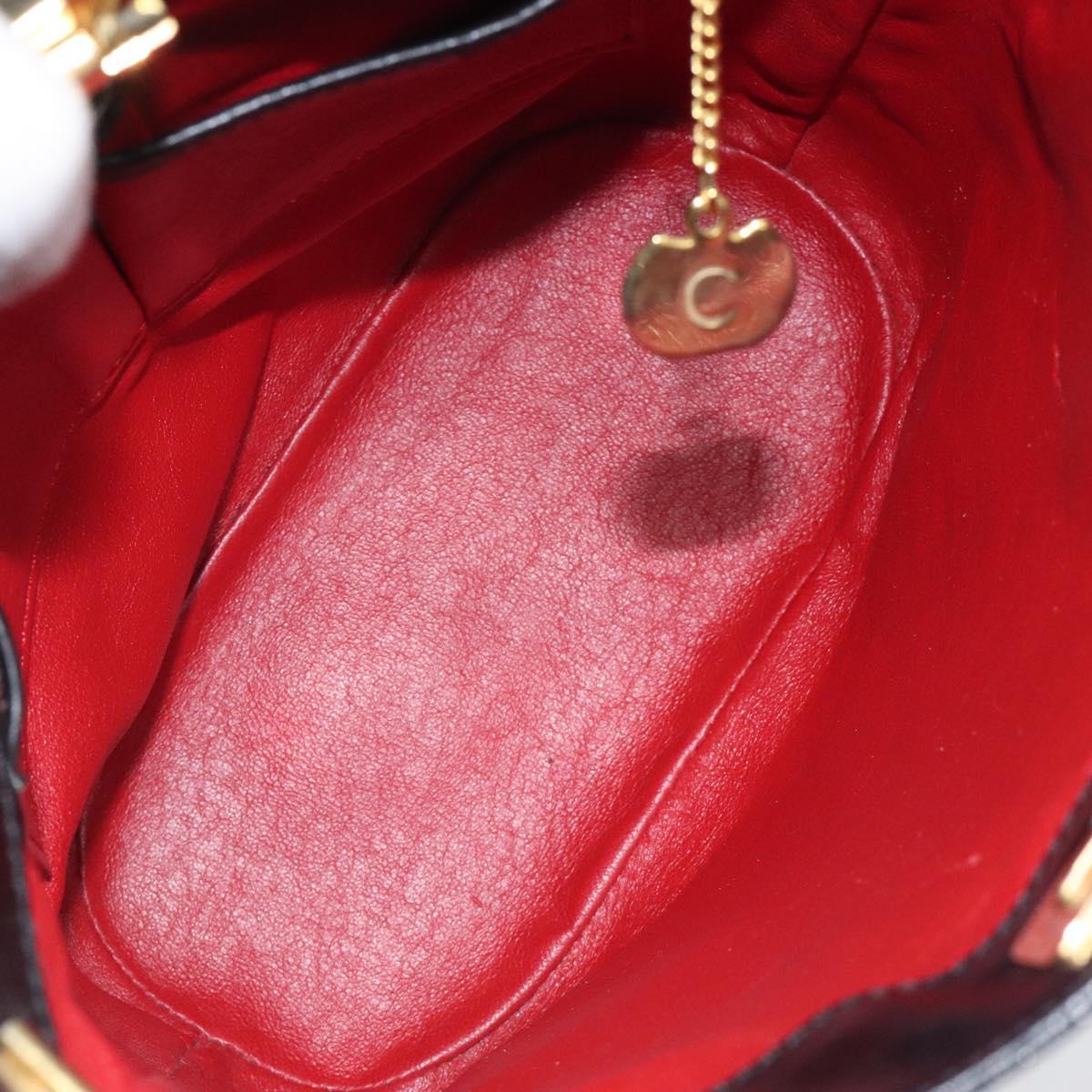 CELINE Shoulder Bag Leather Black Gold Auth 116371