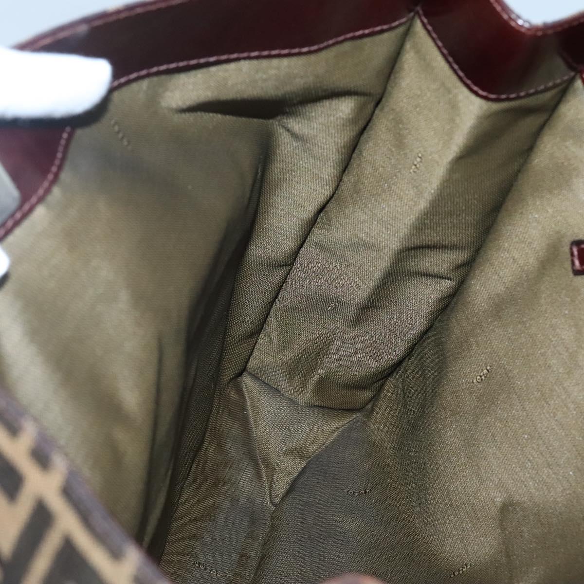 FENDI Zucca Canvas Tote Bag Brown Black Auth 116372