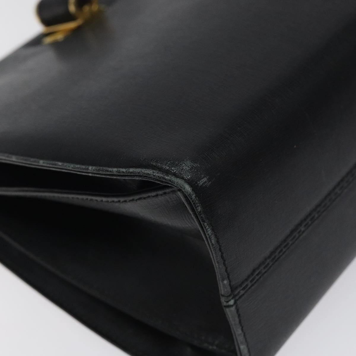 Salvatore Ferragamo Shoulder Bag Leather Black Gold Auth 116392