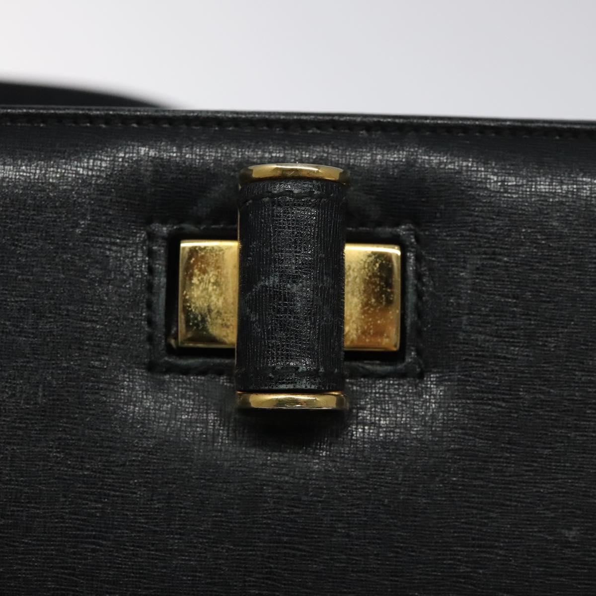 Salvatore Ferragamo Shoulder Bag Leather Black Gold Auth 116392