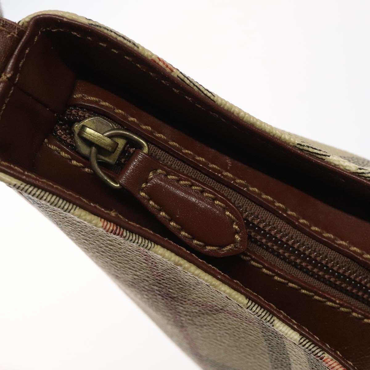 Burberrys Nova Check Shoulder Bag PVC Leather Beige Auth 116394