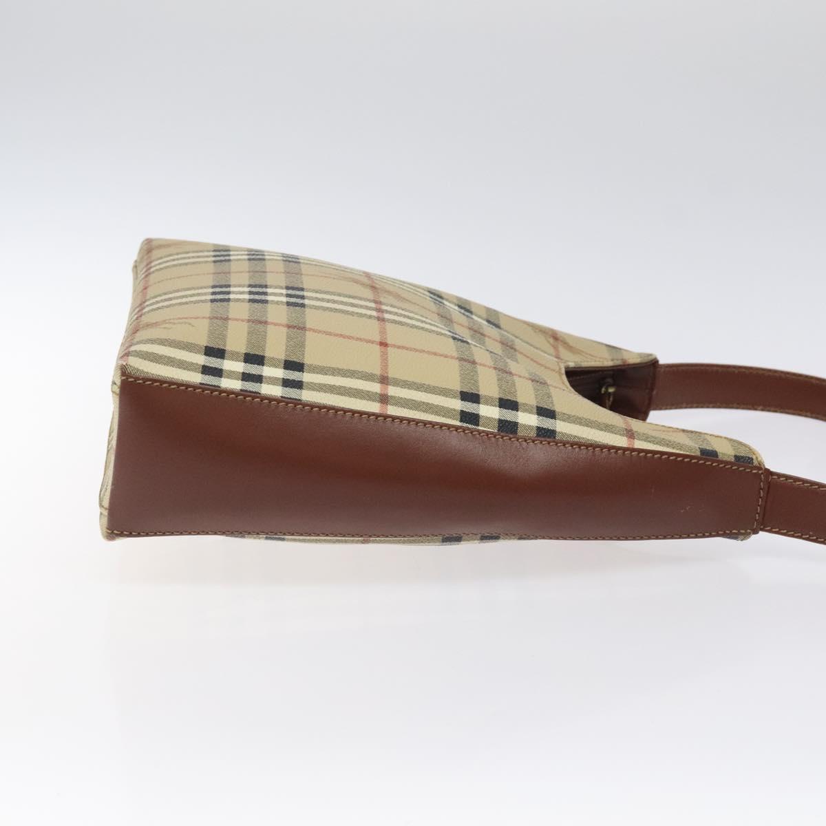 Burberrys Nova Check Shoulder Bag PVC Leather Beige Auth 116394