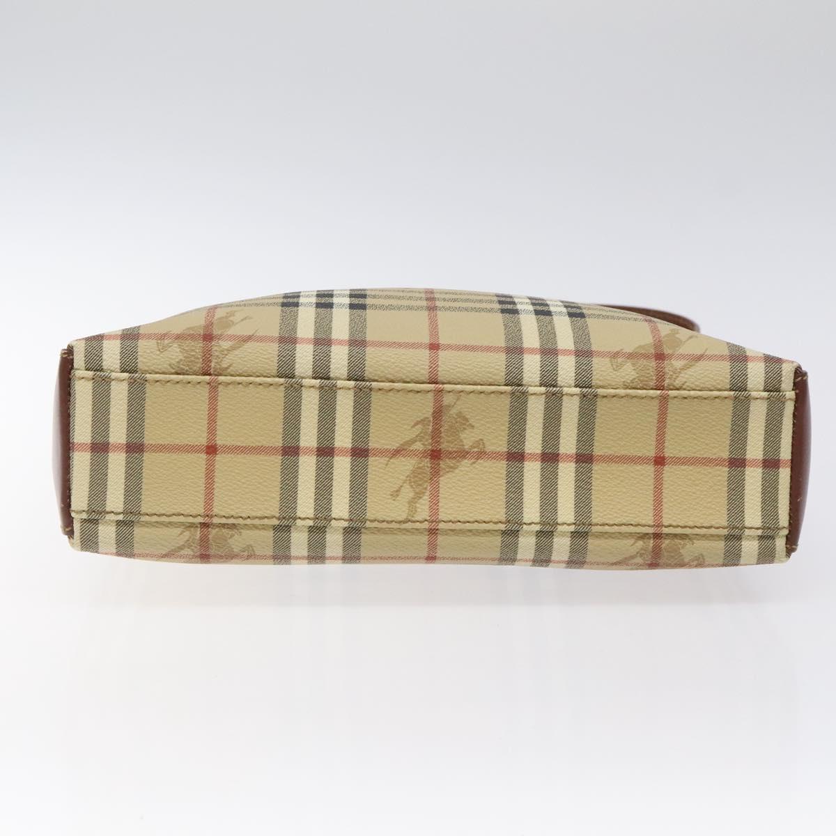 Burberrys Nova Check Shoulder Bag PVC Leather Beige Auth 116394