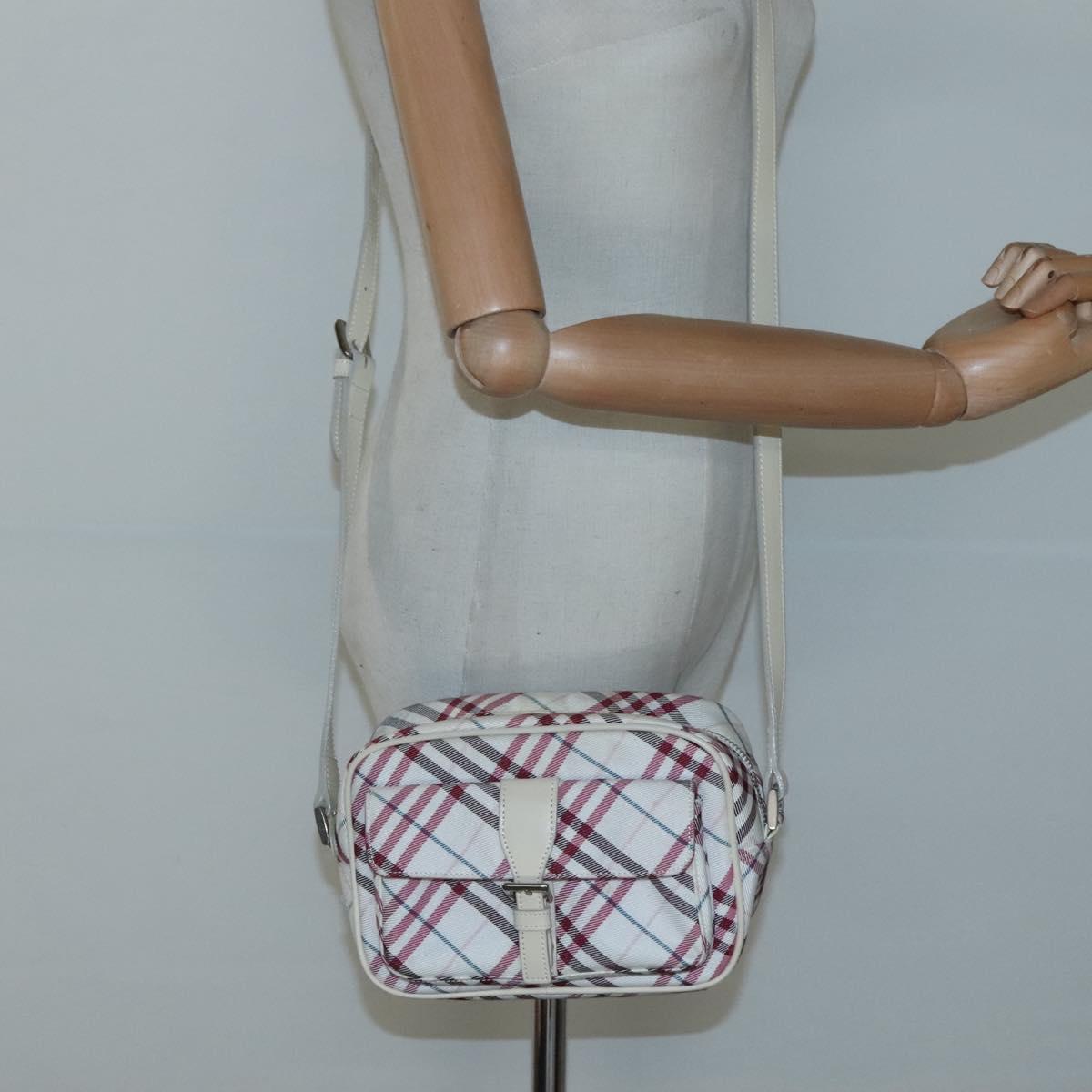 BURBERRY Nova Check Shoulder Bag Nylon Pink Silver Auth 116405