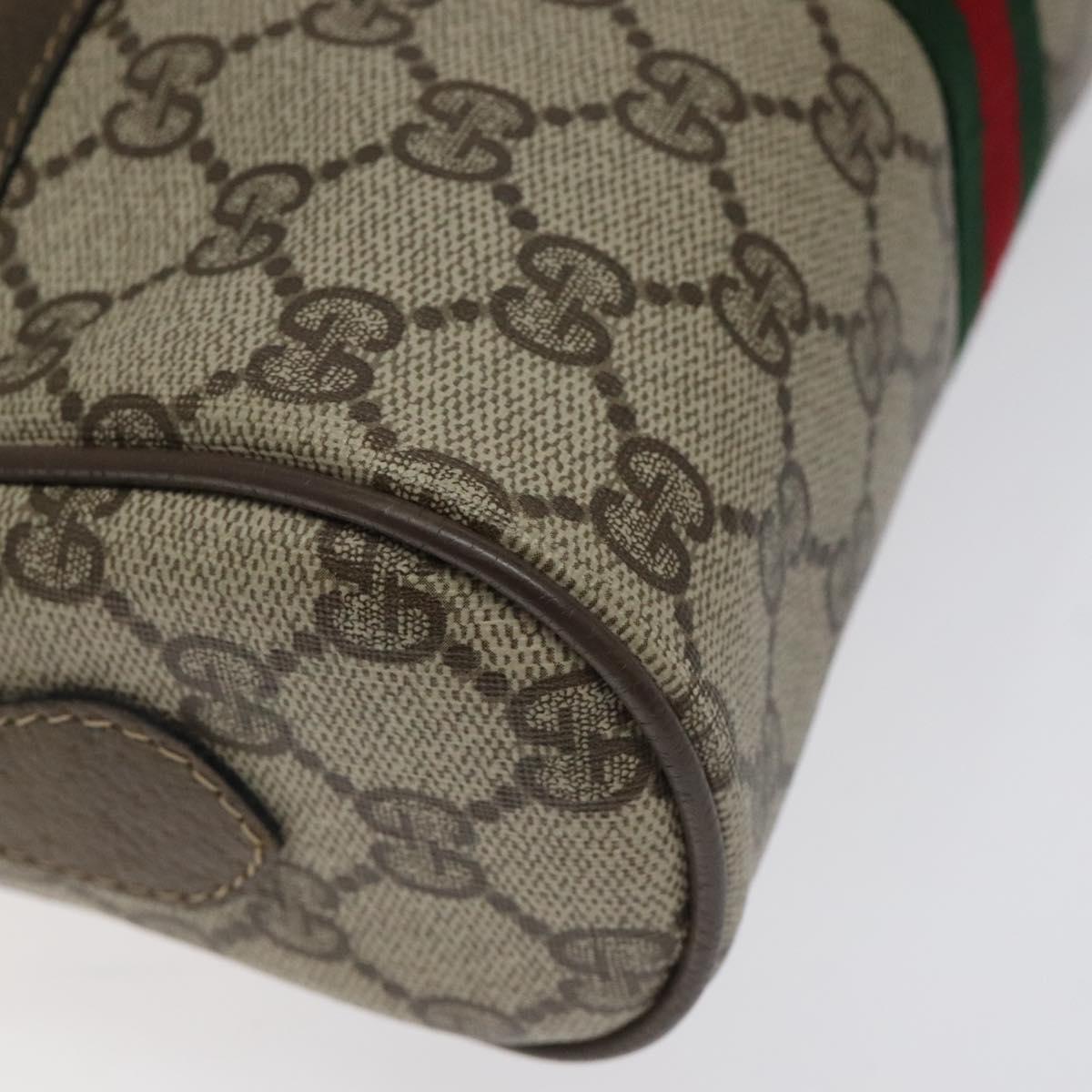 GUCCI GG Supreme Web Sherry Line Shoulder Bag PVC Beige 56 02 004 Auth 116410