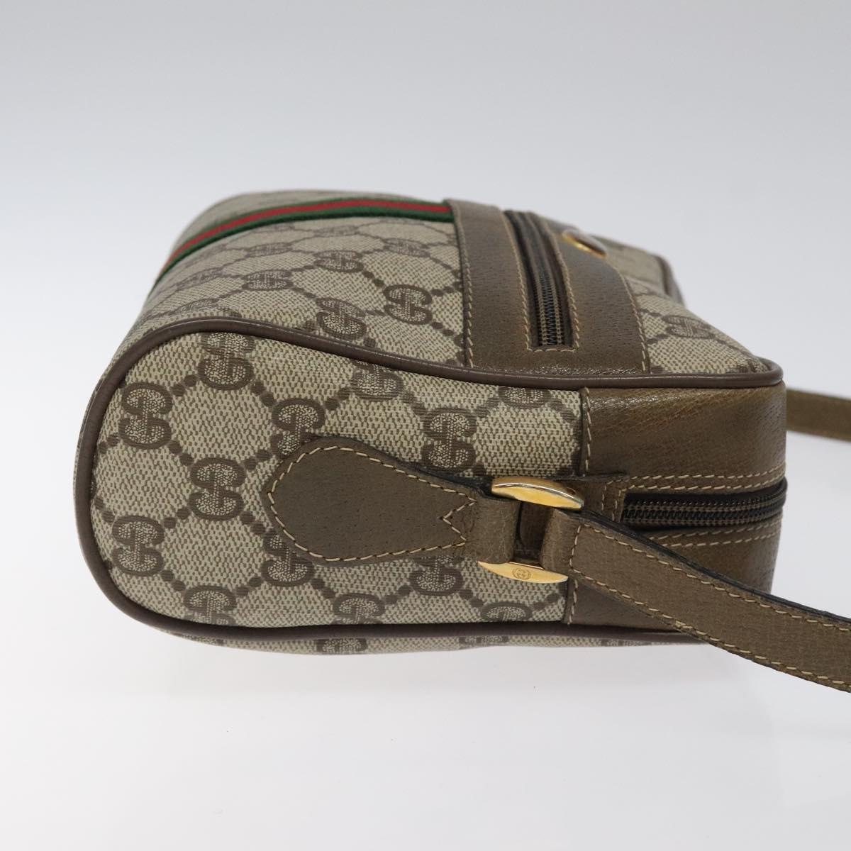 GUCCI GG Supreme Web Sherry Line Shoulder Bag PVC Beige 56 02 004 Auth 116410