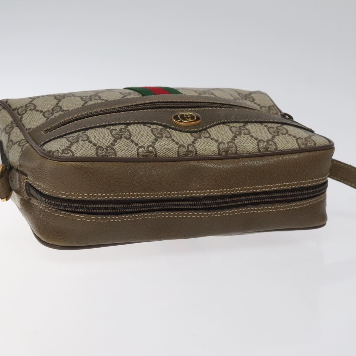 GUCCI GG Supreme Web Sherry Line Shoulder Bag PVC Beige 56 02 004 Auth 116410