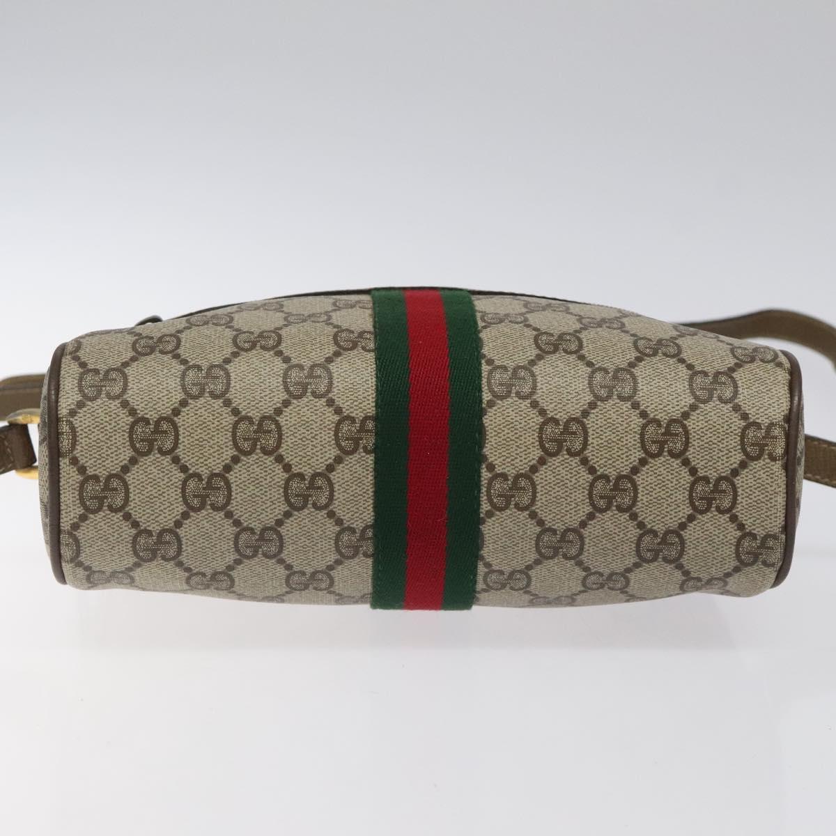 GUCCI GG Supreme Web Sherry Line Shoulder Bag PVC Beige 56 02 004 Auth 116410