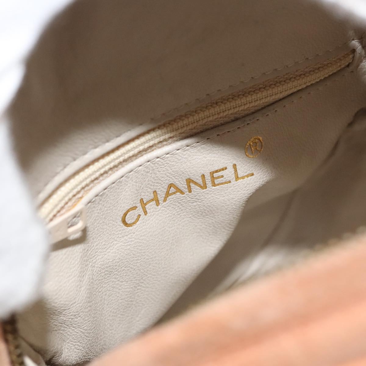 CHANEL Matelasse Chain Hand Bag Suede Orange Gold CC Auth 116417