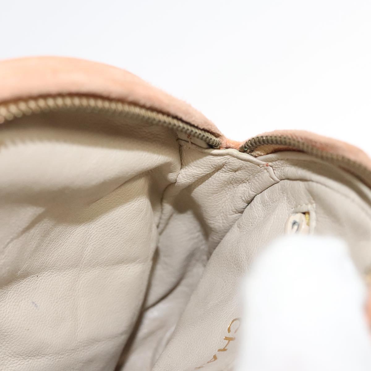 CHANEL Matelasse Chain Hand Bag Suede Orange Gold CC Auth 116417