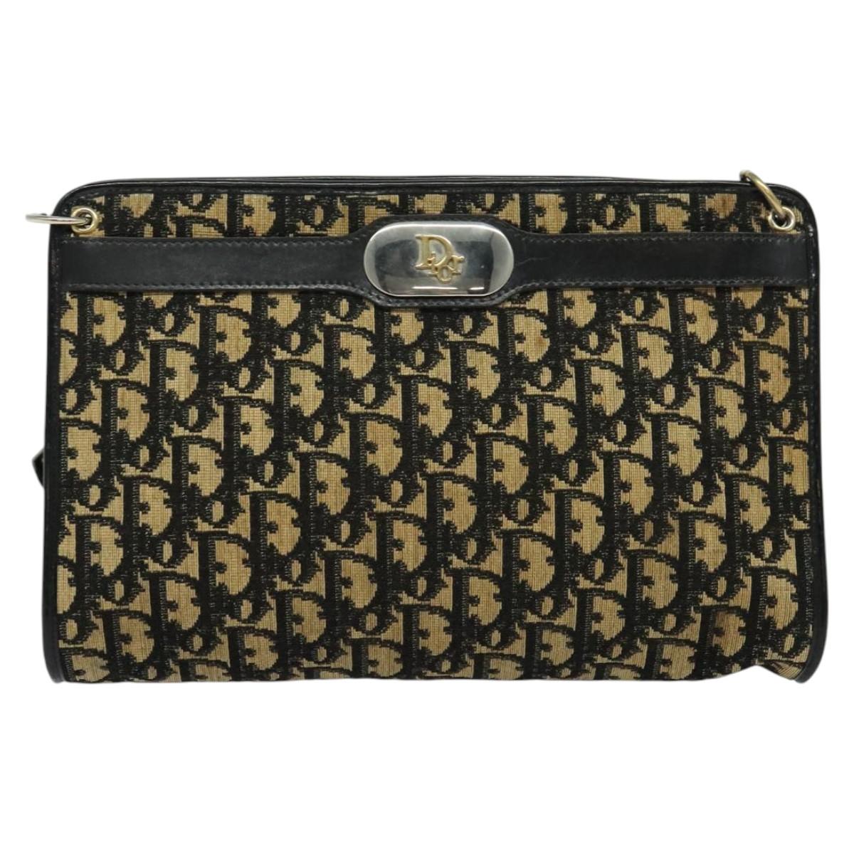 Christian Dior Trotter Canvas Shoulder Bag Black Auth 116422