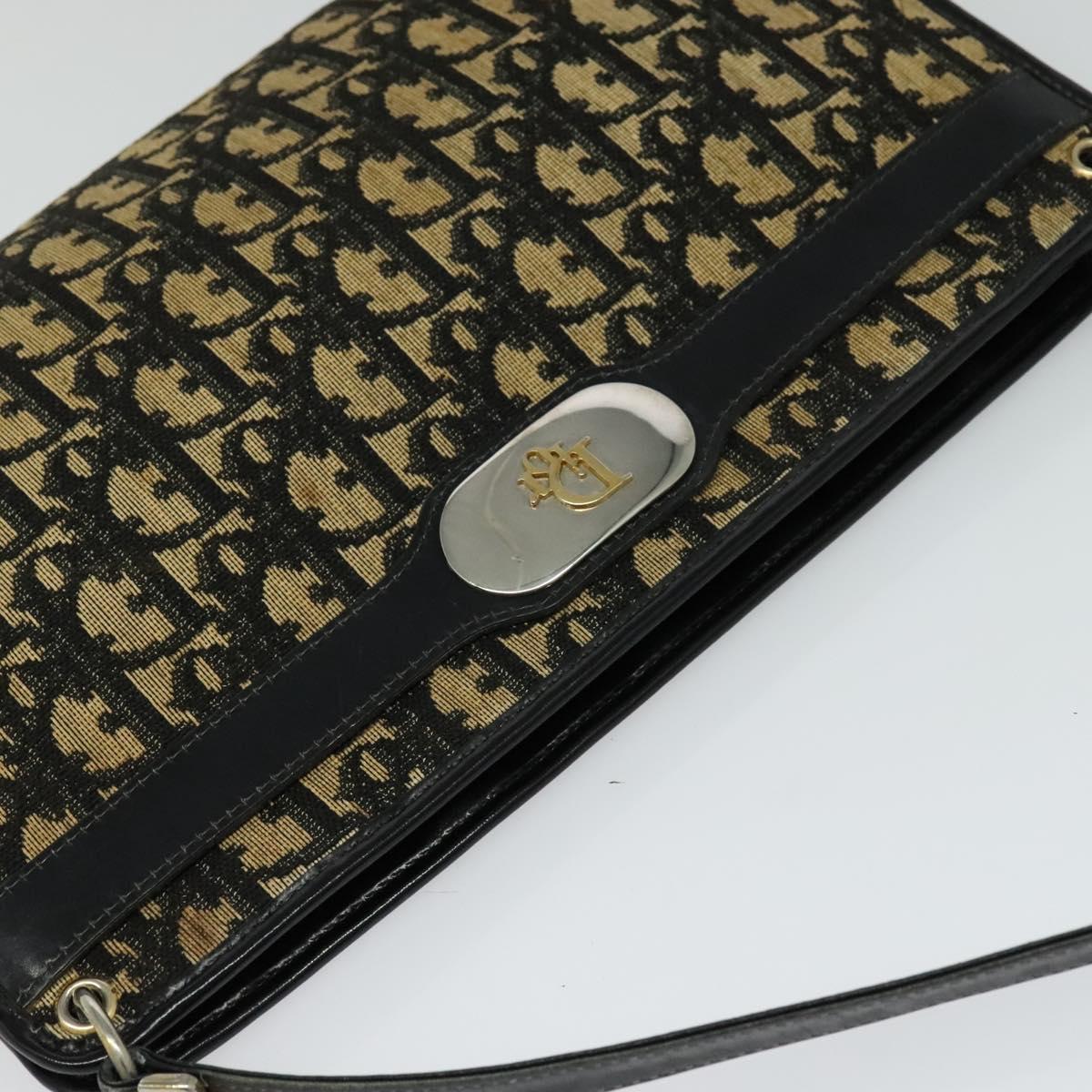 Christian Dior Trotter Canvas Shoulder Bag Black Auth 116422