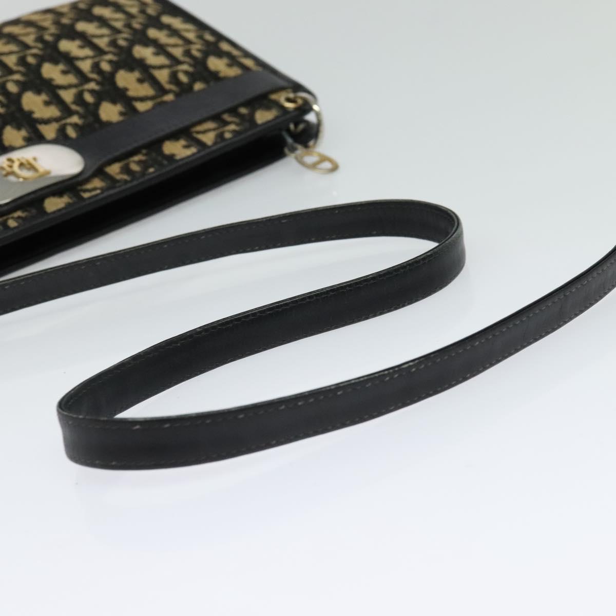 Christian Dior Trotter Canvas Shoulder Bag Black Auth 116422