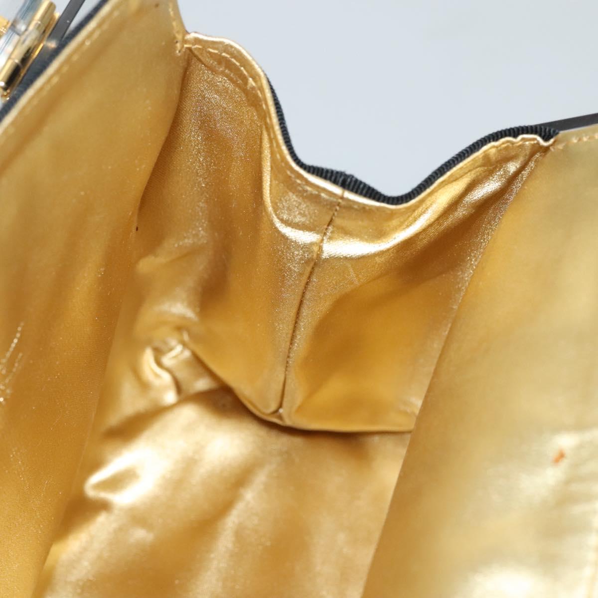 Salvatore Ferragamo Gancini Hand Bag plastic Clear Gold Auth 116442