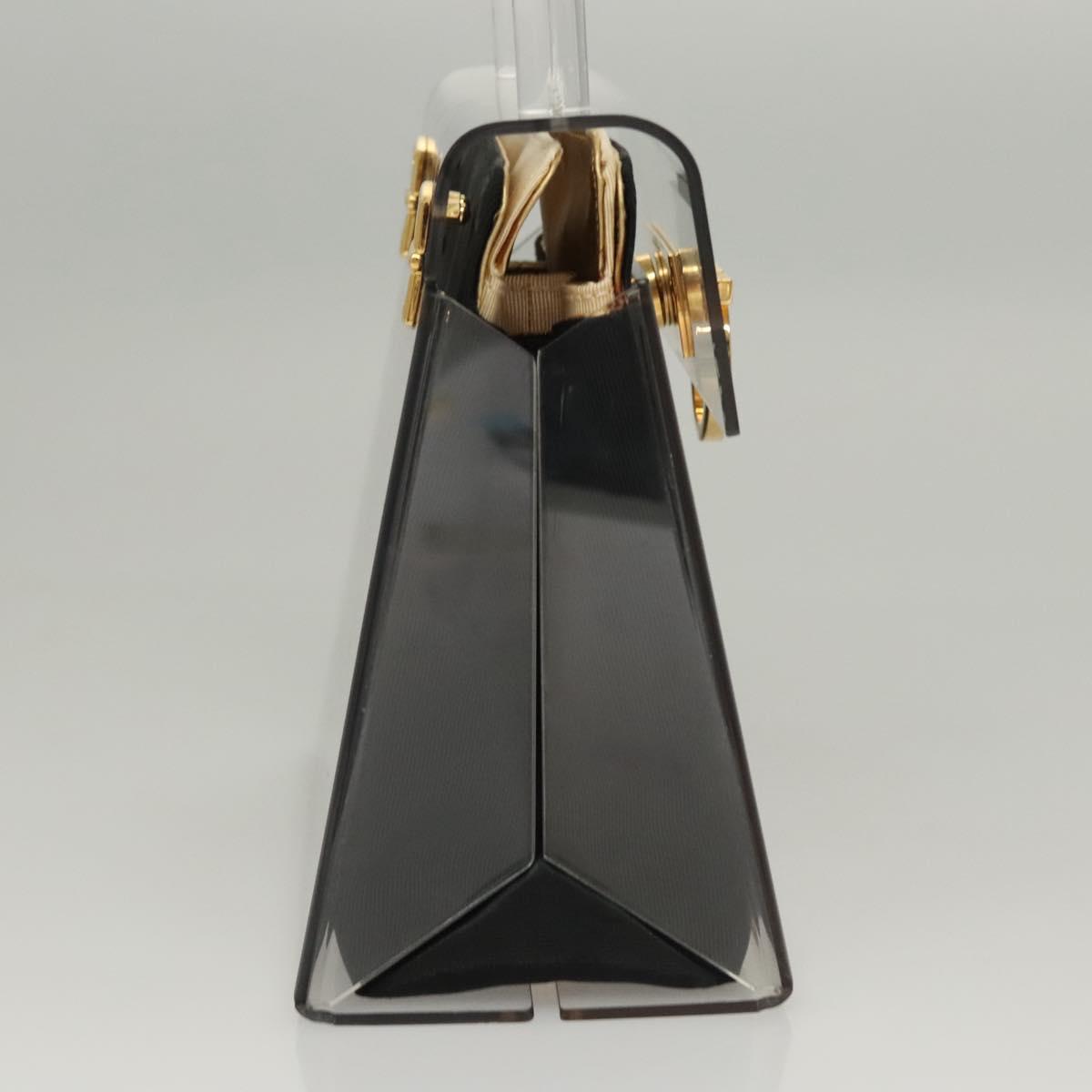 Salvatore Ferragamo Gancini Hand Bag plastic Clear Gold Auth 116442