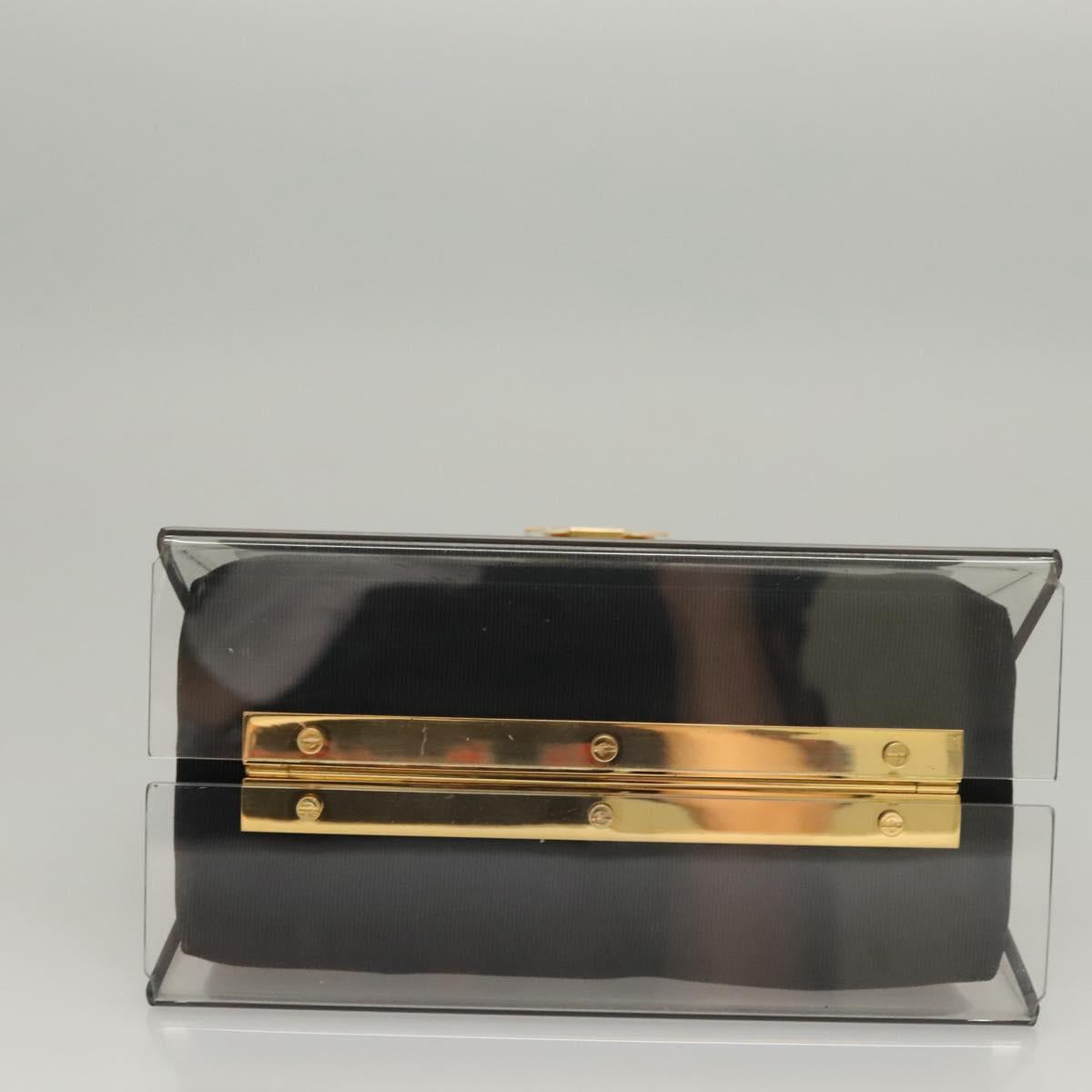 Salvatore Ferragamo Gancini Hand Bag plastic Clear Gold Auth 116442