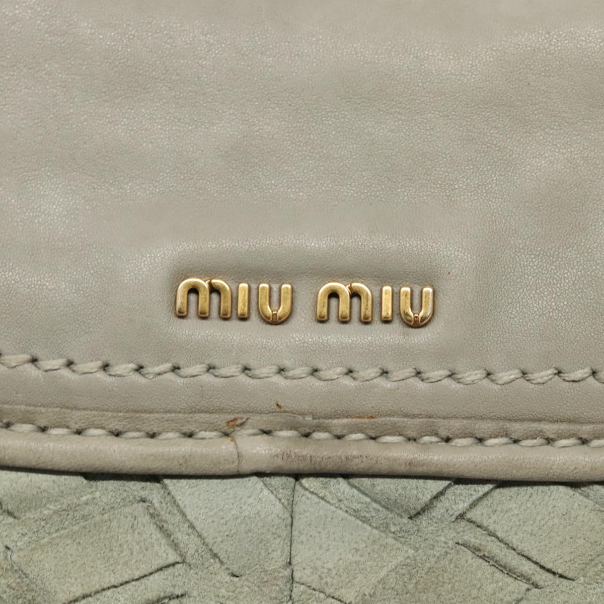 Miu Miu Shoulder Bag Suede Light Blue Gold Auth 116443