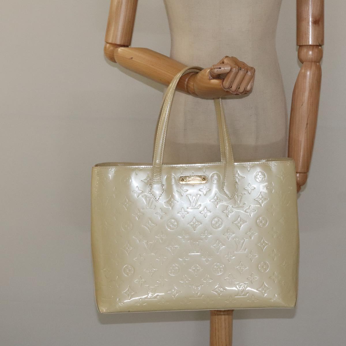 LOUIS VUITTON Monogram Vernis Wilshire MM Hand Bag Broncorail M91441 Auth 116453