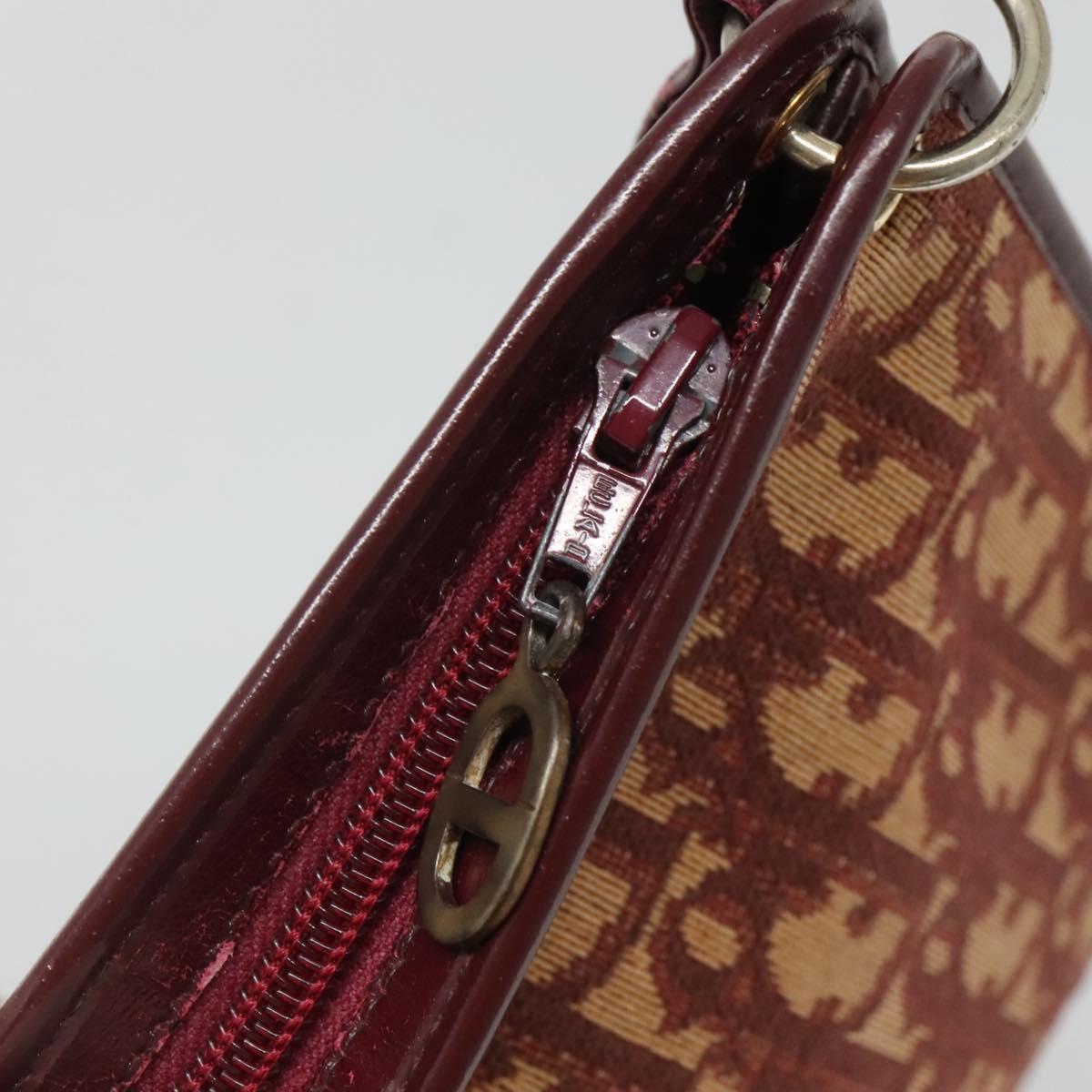 Christian Dior Trotter Canvas Shoulder Bag Red Auth 116463