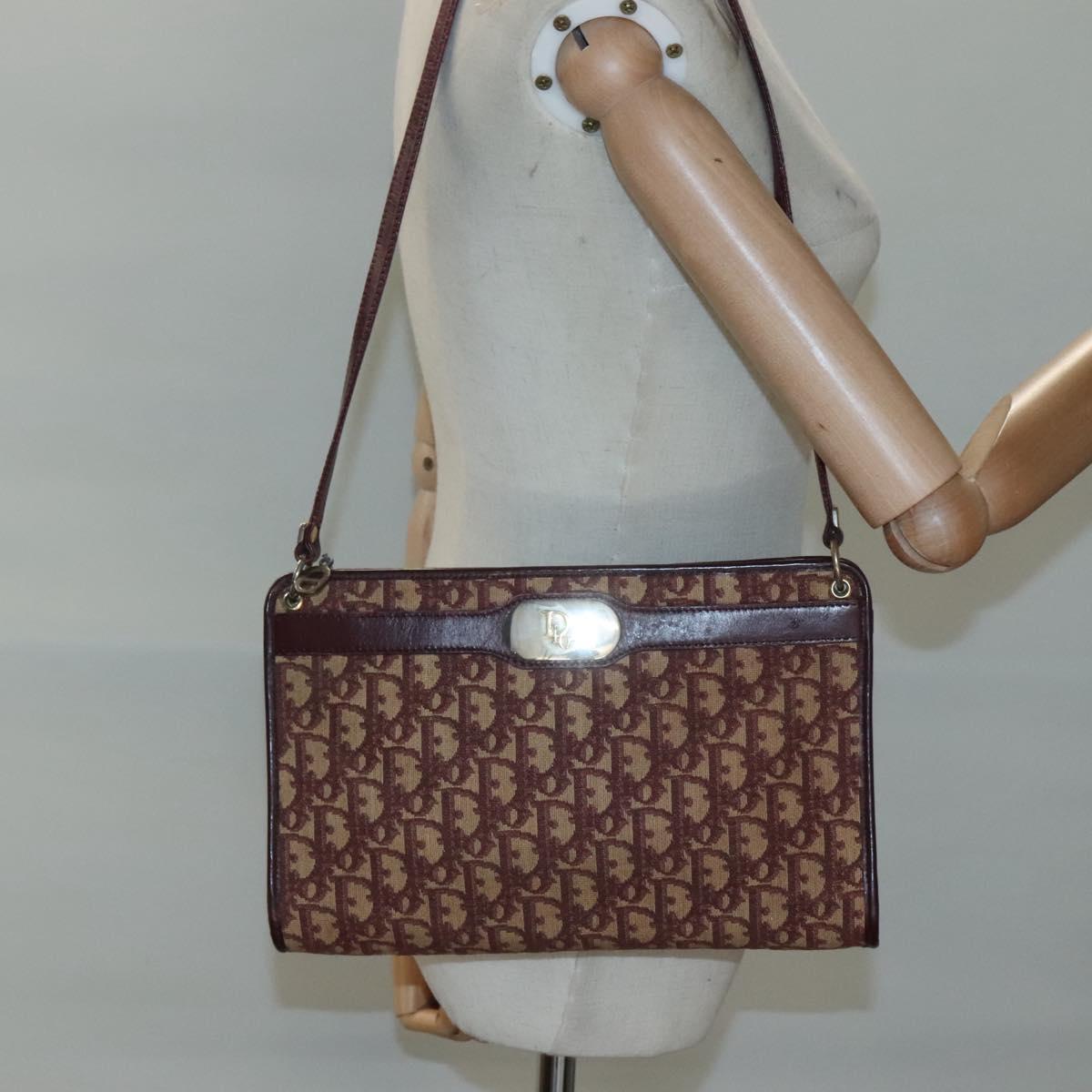 Christian Dior Trotter Canvas Shoulder Bag Red Auth 116463