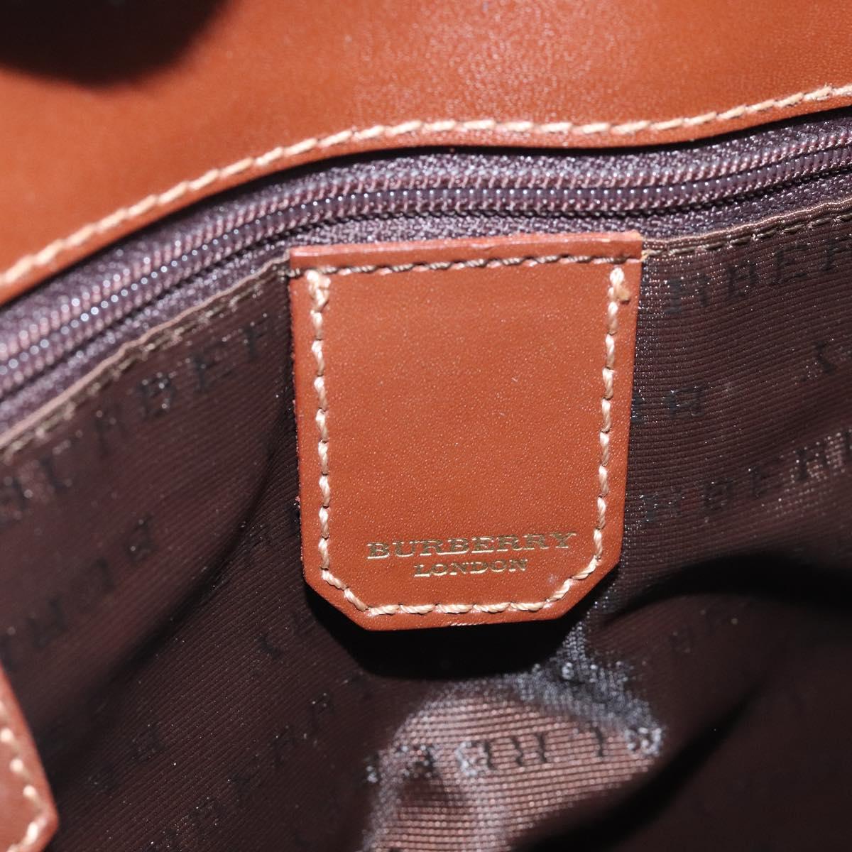 BURBERRY Nova Check Hand Bag PVC Leather Beige Auth 116465