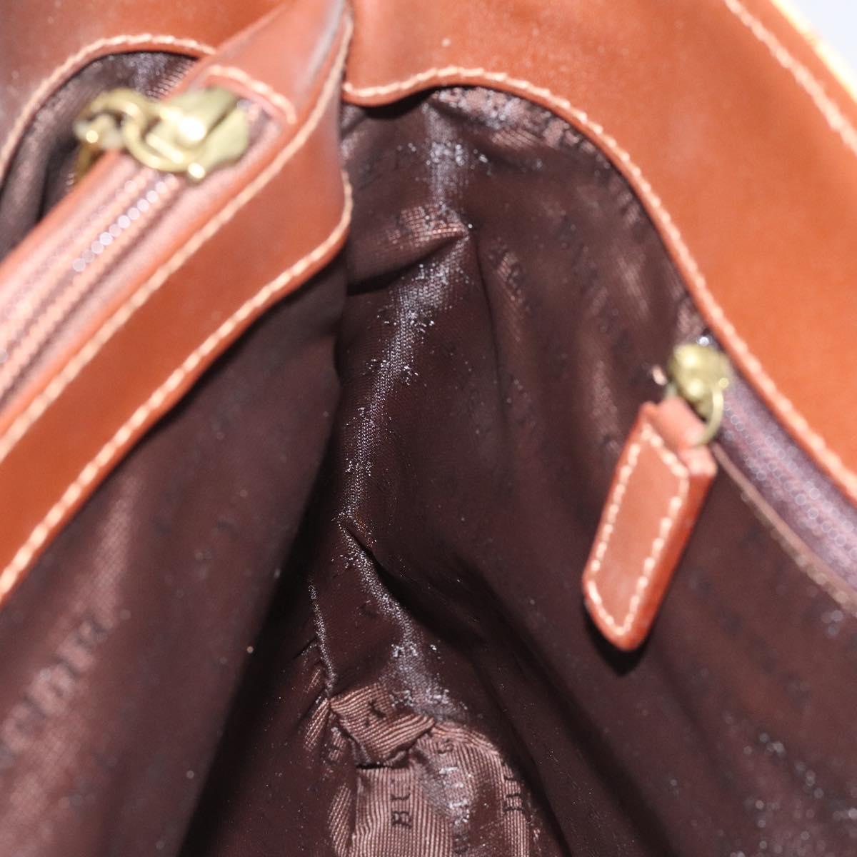 BURBERRY Nova Check Hand Bag PVC Leather Beige Auth 116465