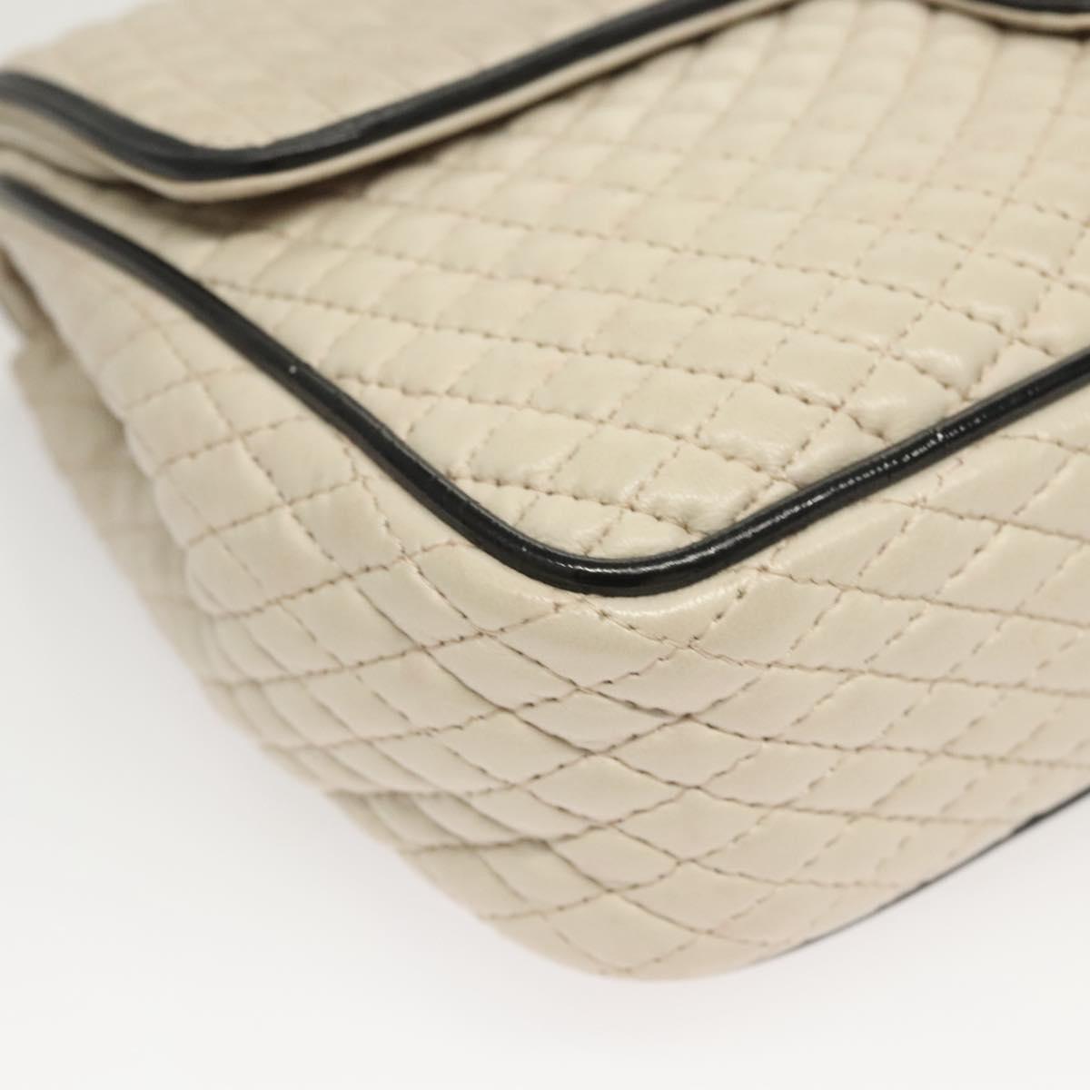 BALLY Quilted Chain Shoulder Bag Leather Beige Auth 116474