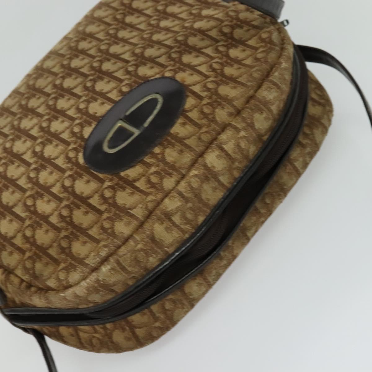 Christian Dior Trotter Canvas Shoulder Bag Brown Auth 116492