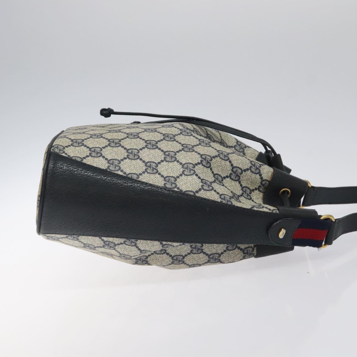 GUCCI GG Supreme Sherry Line Shoulder Bag PVC Navy Red 41 02 034 Auth 116512