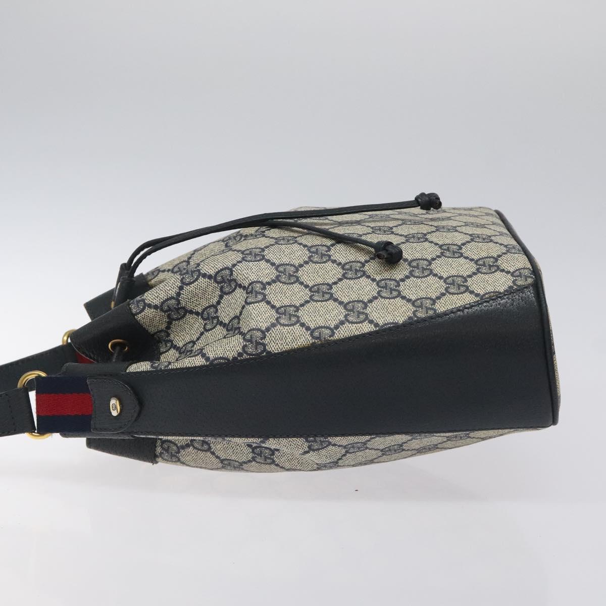 GUCCI GG Supreme Sherry Line Shoulder Bag PVC Navy Red 41 02 034 Auth 116512