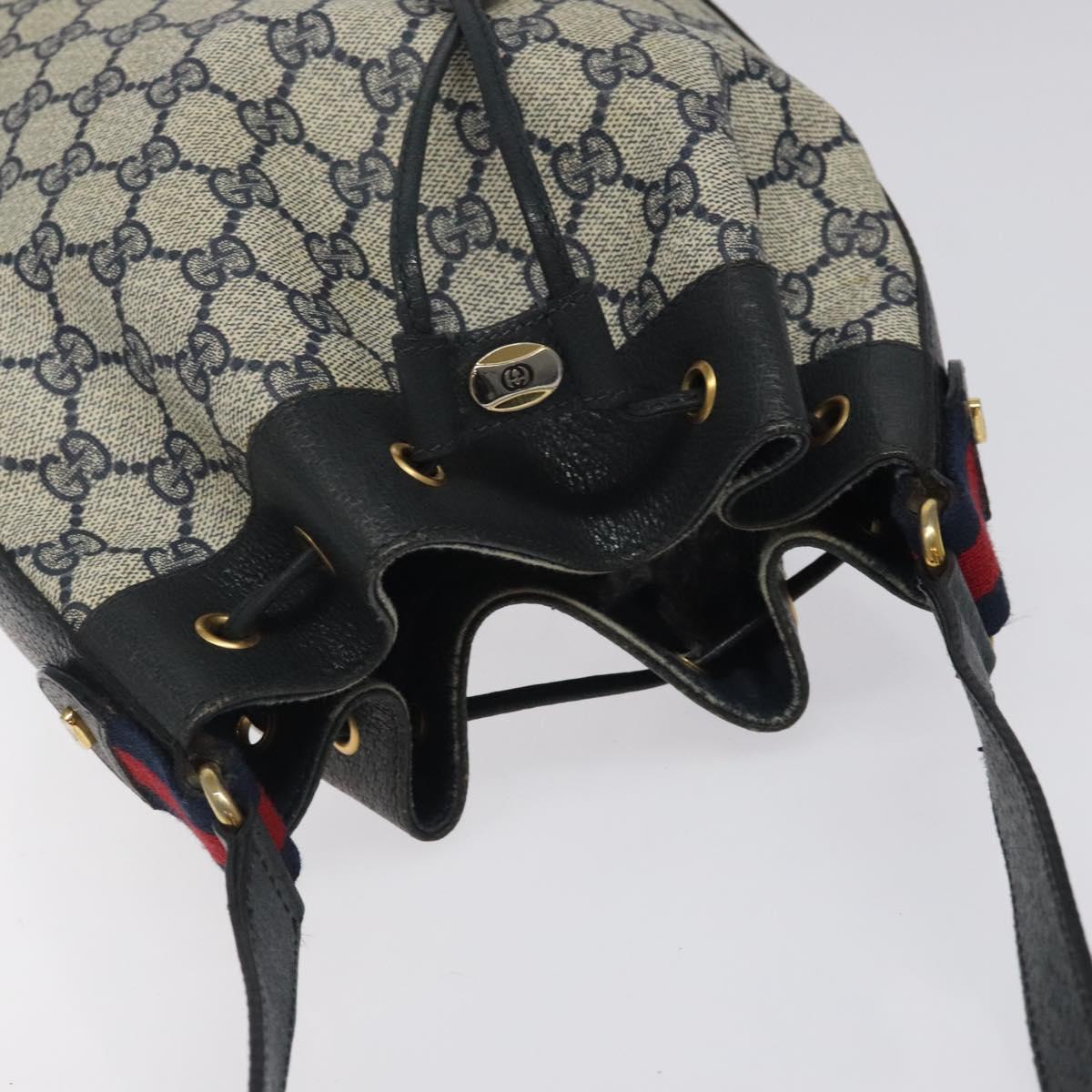GUCCI GG Supreme Sherry Line Shoulder Bag PVC Navy Red 41 02 034 Auth 116512