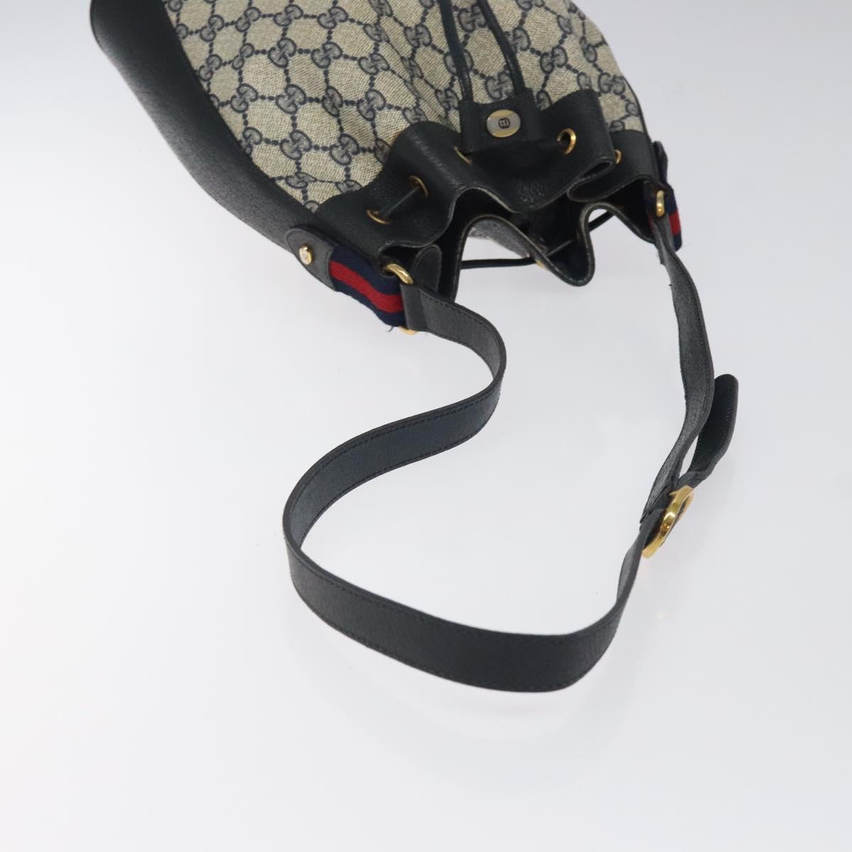 GUCCI GG Supreme Sherry Line Shoulder Bag PVC Navy Red 41 02 034 Auth 116512