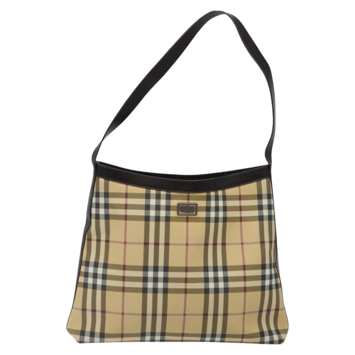 BURBERRY Nova Check Shoulder Bag PVC Beige Auth 116514