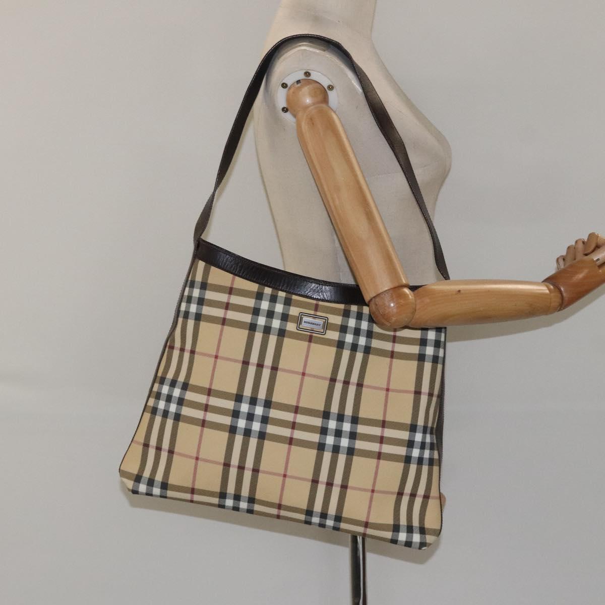 BURBERRY Nova Check Shoulder Bag PVC Beige Auth 116514