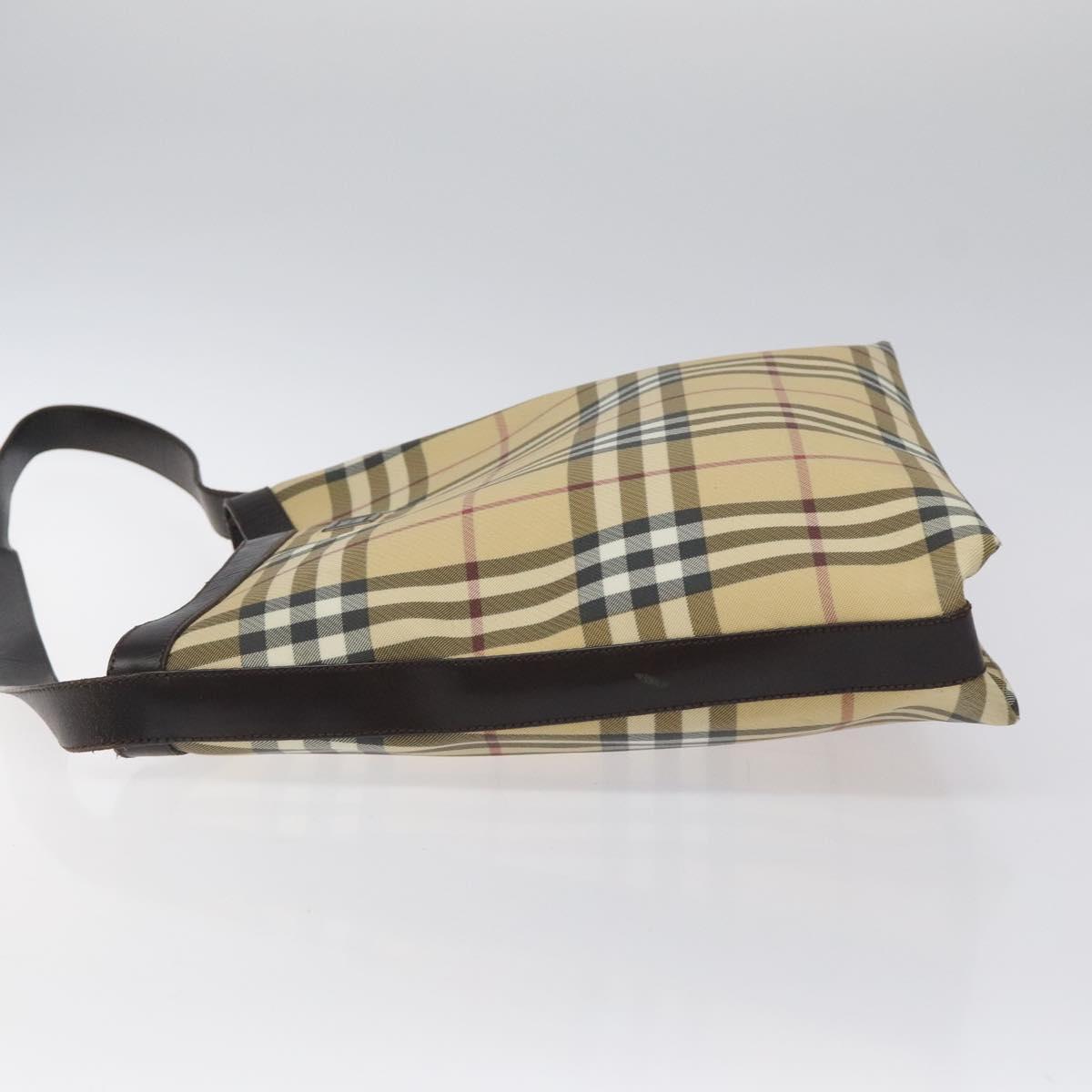 BURBERRY Nova Check Shoulder Bag PVC Beige Auth 116514