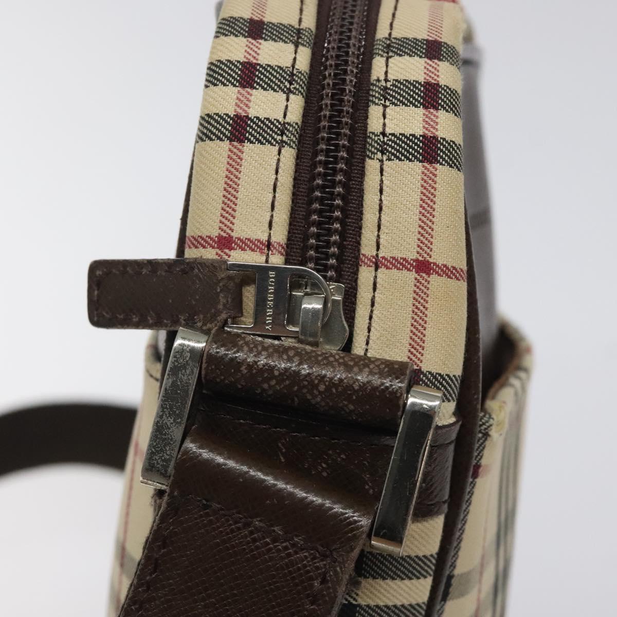 BURBERRY Nova Check Shoulder Bag Canvas Beige Silver Auth 116540