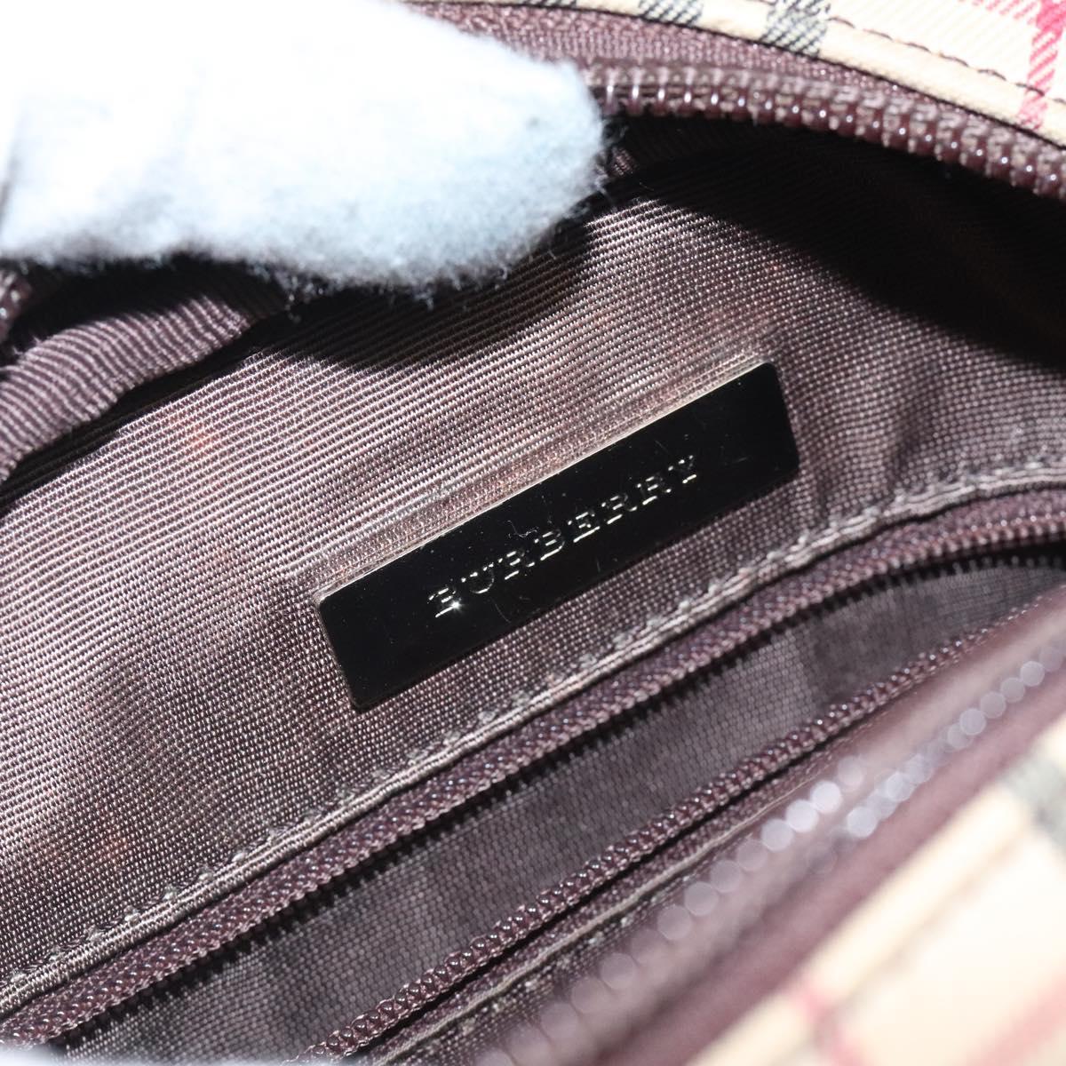 BURBERRY Nova Check Shoulder Bag Canvas Beige Silver Auth 116540