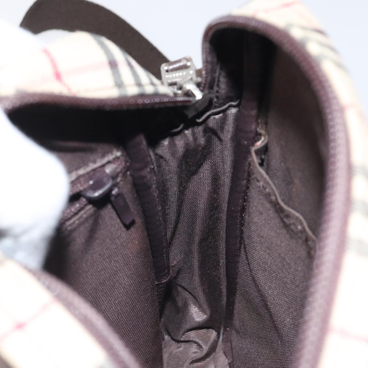 BURBERRY Nova Check Shoulder Bag Canvas Beige Silver Auth 116540