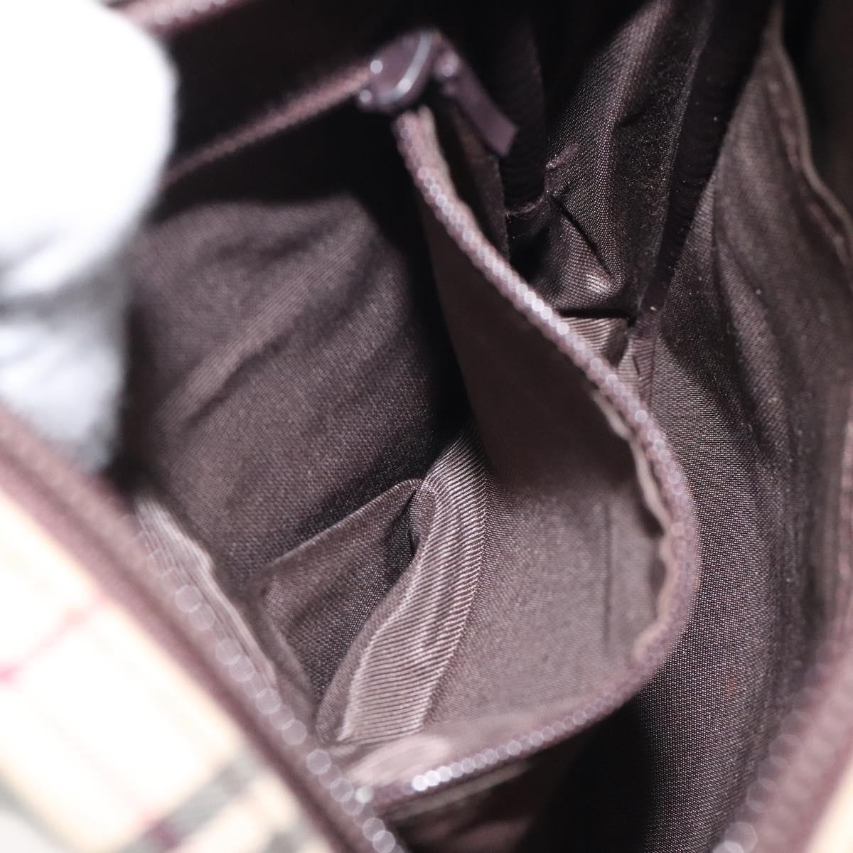 BURBERRY Nova Check Shoulder Bag Canvas Beige Silver Auth 116540