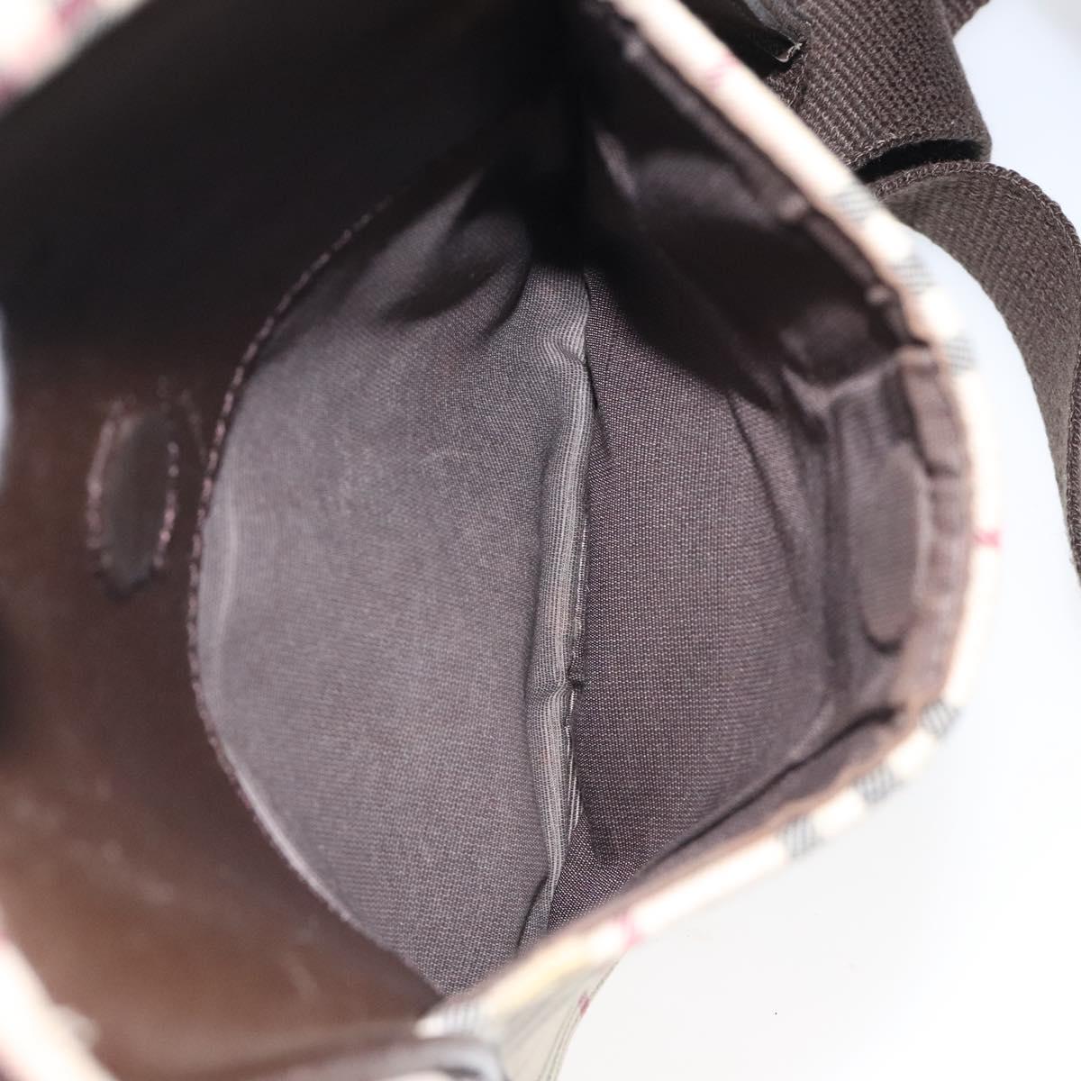 BURBERRY Nova Check Shoulder Bag Canvas Beige Silver Auth 116540