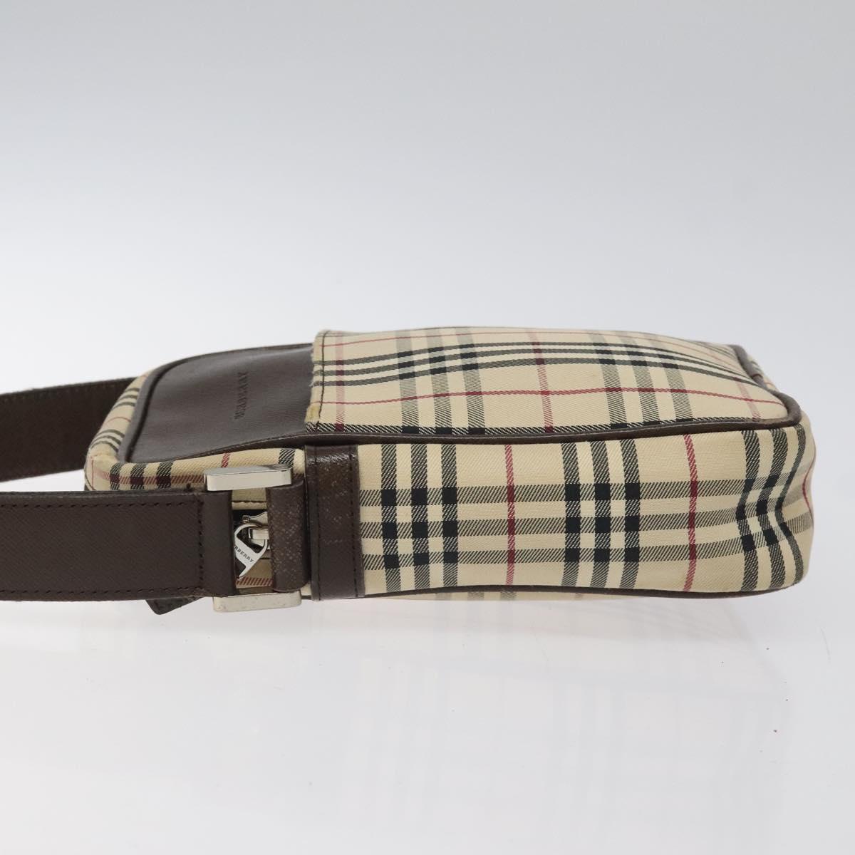 BURBERRY Nova Check Shoulder Bag Canvas Beige Silver Auth 116540