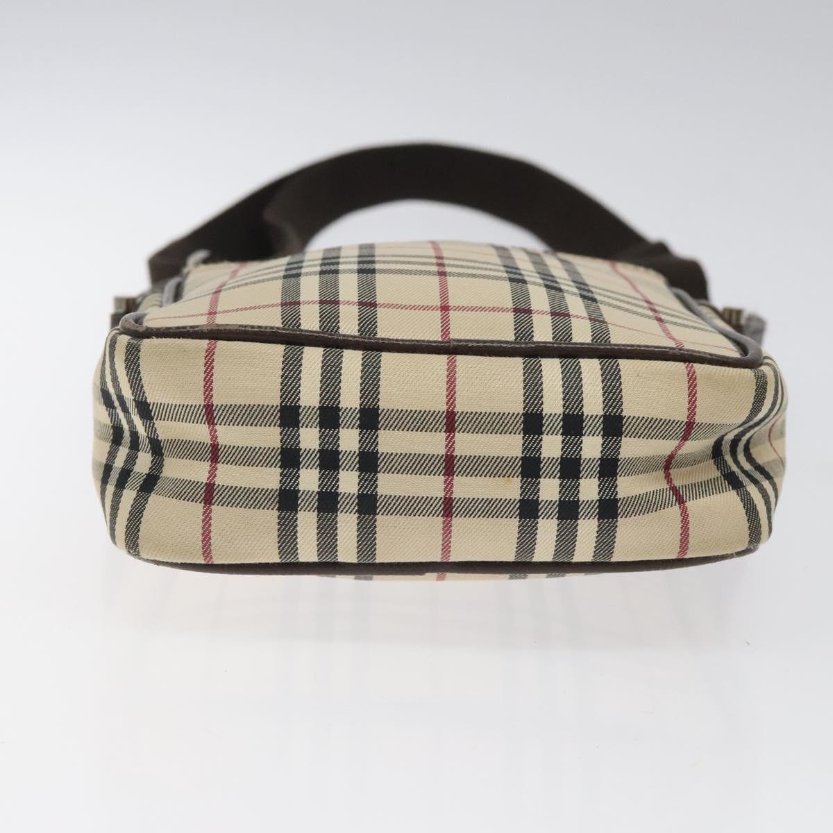 BURBERRY Nova Check Shoulder Bag Canvas Beige Silver Auth 116540