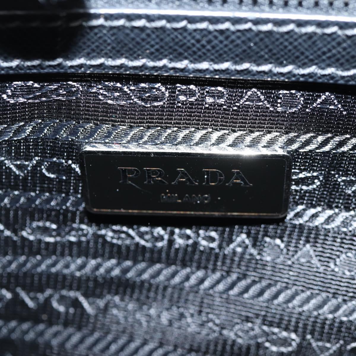 PRADA Hand Bag Nylon Leather 2way Black Silver Auth 116542AM