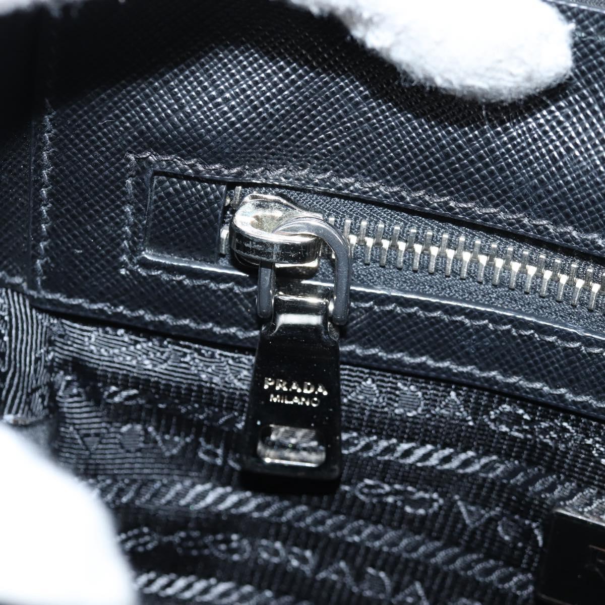 PRADA Hand Bag Nylon Leather 2way Black Silver Auth 116542AM