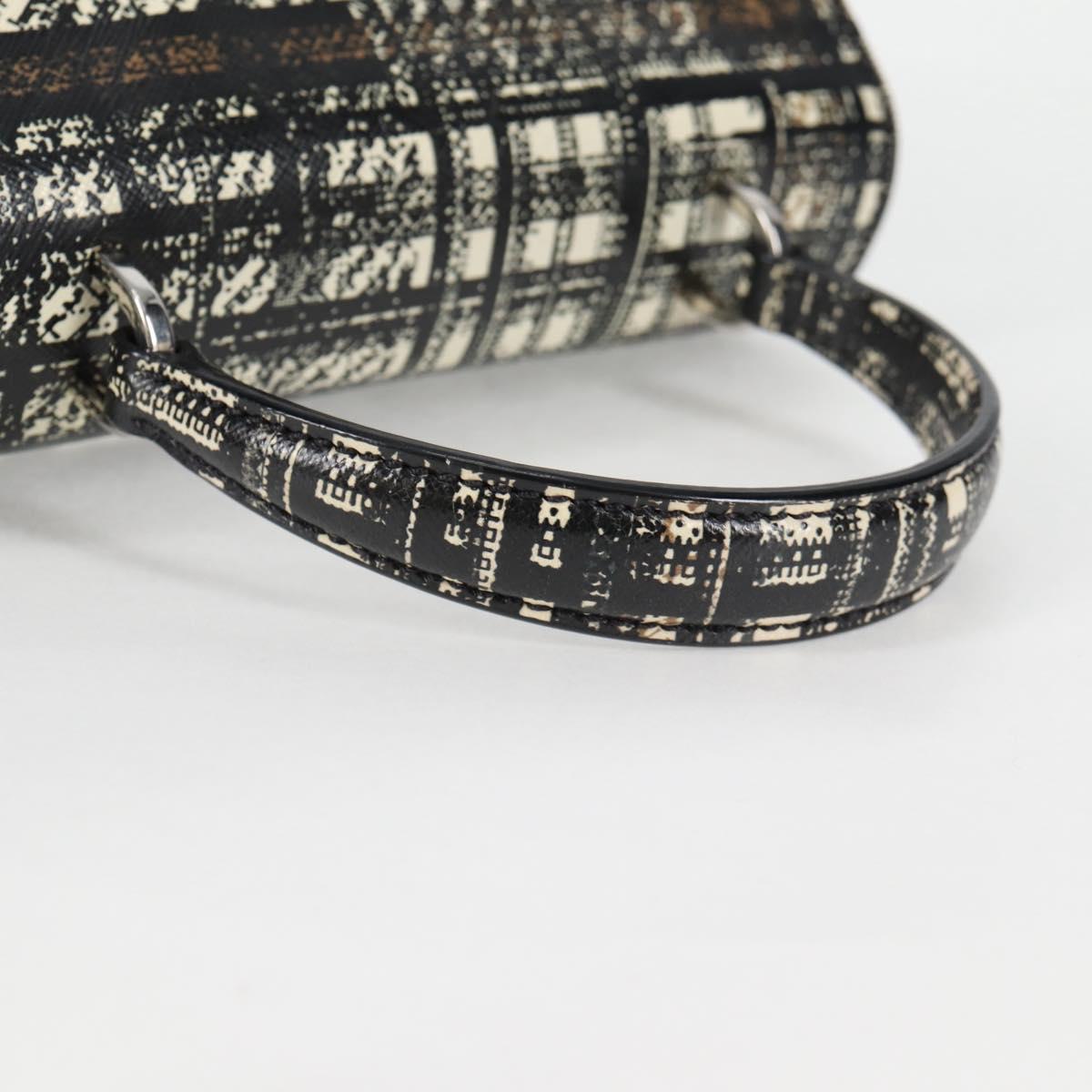 PRADA Hand Bag Nylon Leather 2way Black Silver Auth 116542AM